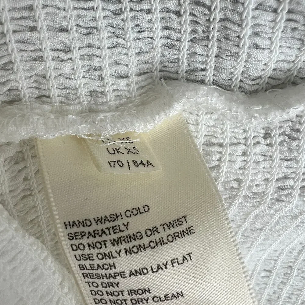 FREE PEOPLE Ivory Billie Cascade Ruffle 3/4 Puff Sleeve Smocked Sweater Top Sz S